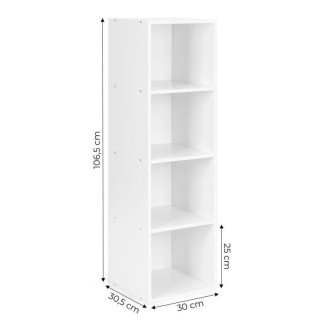 Moderný biely regál  so 4 policami