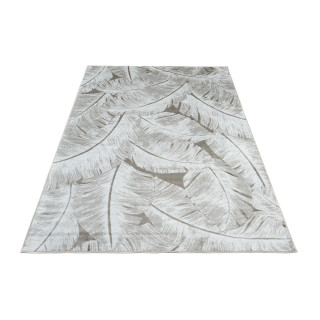 Strieborný moderný koberec s listami