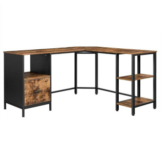 Rohový pracovný stôl s policami