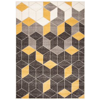 Sivo - žltý koberec s geometrickým vzorom