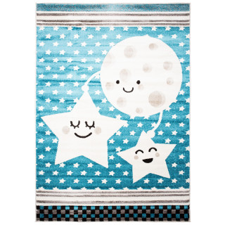 Detský modrý koberec s motívom hviezd