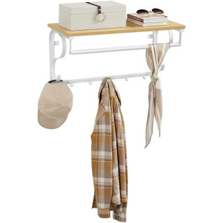 Biely vešiak na oblečenie s policou