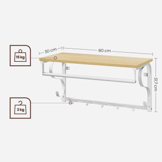 Biely vešiak na oblečenie s policou