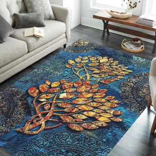 Modrý koberec so zlatým stromom