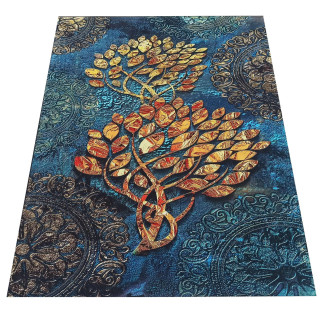 Modrý koberec so zlatým stromom