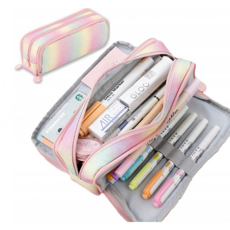 Brokátový dúhový peračník s tromi priehradkami