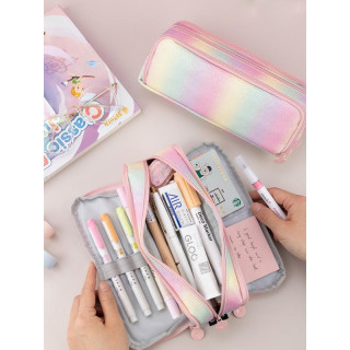 Brokátový dúhový peračník s tromi priehradkami