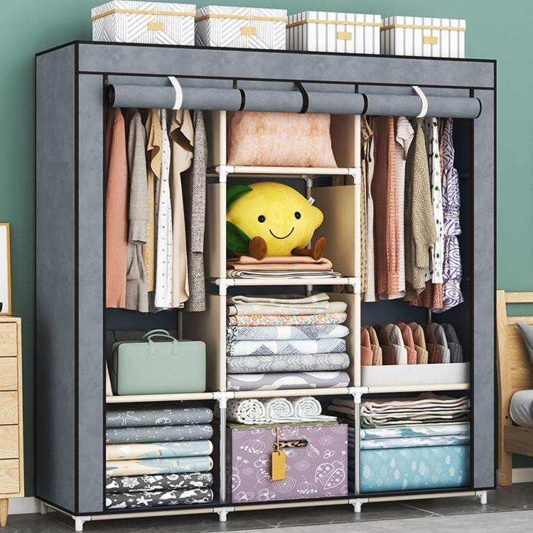 Textilná skriňa s policami na oblečenie a obuv