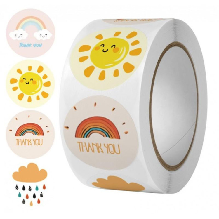 Rolka farebných detských nálepiek THANK YOU - 500 ks