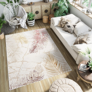 Kremna preproga z listi