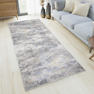 Bielo-modrý metrážny koberec