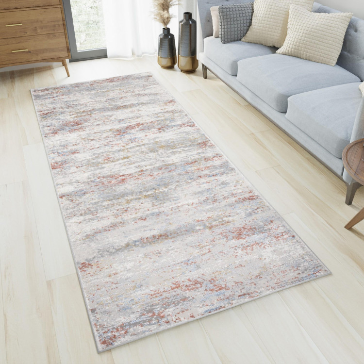 Bielo-oranžový metrážny koberec