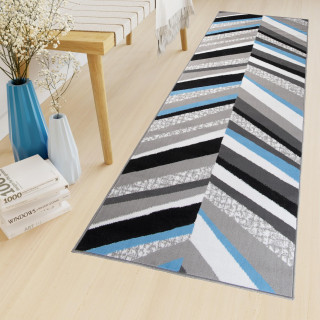 Sivo-modrý metrážny koberec