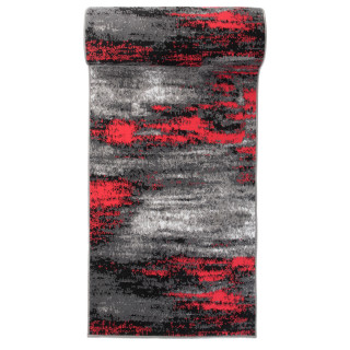 Moderný metrážny koberec v čierno-červenej farbe