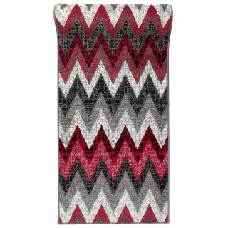 Sivo-červený metrážny koberec so vzorom