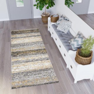 Sivo-oranžový metrážny koberec