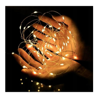 Teplé biele LED svetielka na drôtiku - 5 m