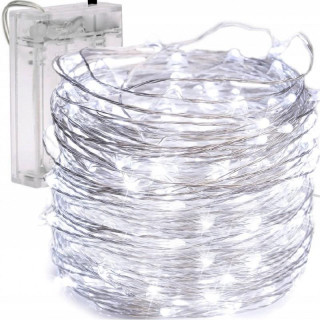 Studené biele LED svetielka na drôtiku - 10 m