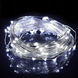 Studené biele LED svetielka na drôtiku - 10 m