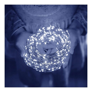Studené biele LED svetielka na drôtiku - 10 m
