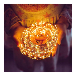 Teplé biele LED svetielka na drôtiku - 10 m