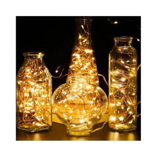 Teplé biele LED svetielka na drôtiku - 10 m