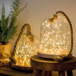 Teplé biele LED svetielka na drôtiku - 2 m