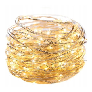 Teplé biele LED svetielka na drôtiku - 2 m