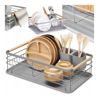 Sivý odkvapkávač na riad s podnosom