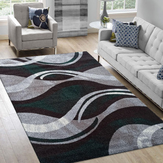 Moderný sivo-zelený koberec