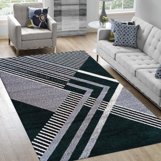 Vzorovaný koberec v sivo-zelenej farbe