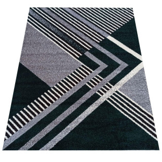 Vzorovaný koberec v sivo-zelenej farbe