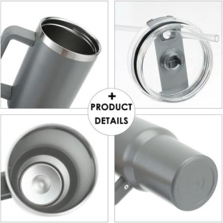 Veľký ružový termohrnček so slamkou