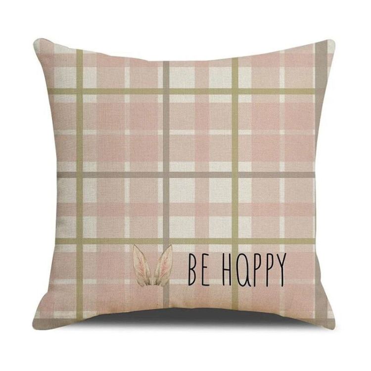 Károvaná obliečka na vankúš s jarným motívom