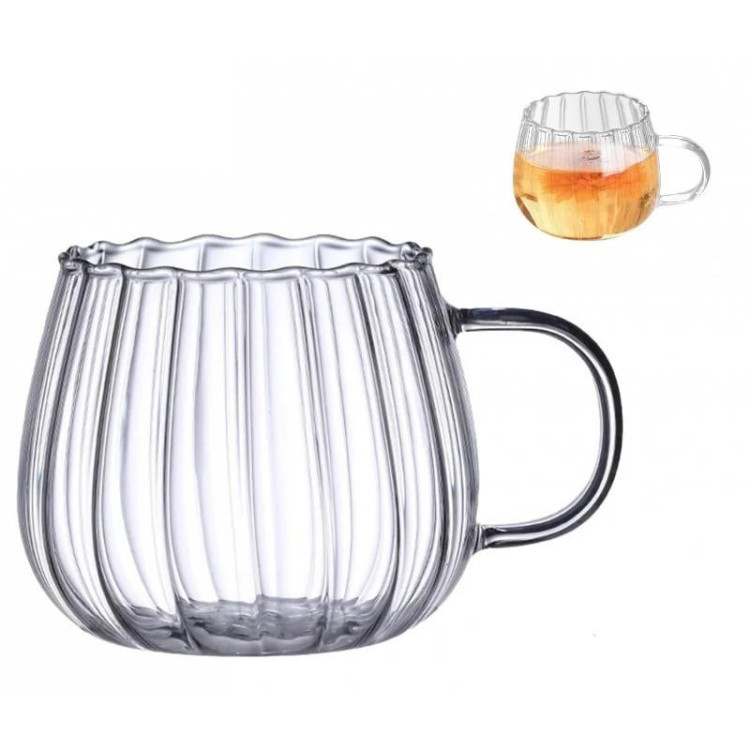 Sklenená šálka s vlnitými stenami - 400 ml