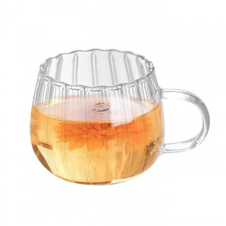 Sklenená šálka s vlnitými stenami - 400 ml