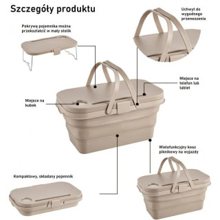 Sivý skladací piknikový kôš 3v1