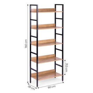 Vysoký kovový regál s 5 policami