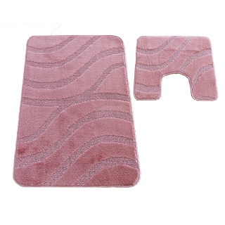 Ružová kúpeľňová a WC predložka s výrezom