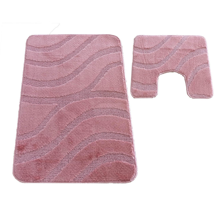 Ružová kúpeľňová a WC predložka s výrezom