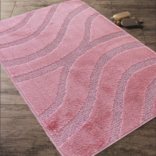 Ružová kúpeľňová a WC predložka s výrezom