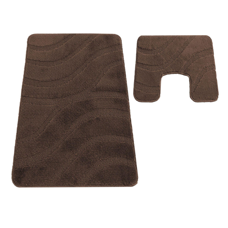 Hnedá kúpeľňová a WC predložka s výrezom