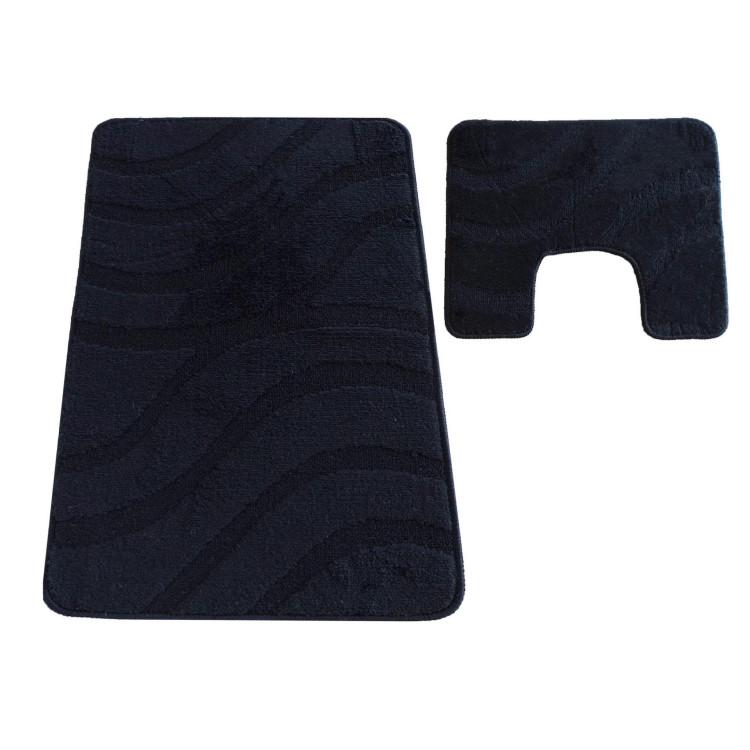 Čierna kúpeľňová a WC predložka s výrezom