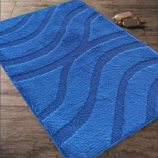 Modrá kúpeľňová a WC predložka s výrezom