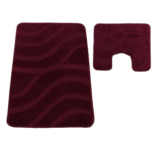 Bordová kúpeľňová a WC predložka s výrezom