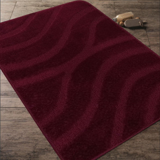 Bordová kúpeľňová a WC predložka s výrezom