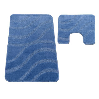 Modrá kúpeľňová a WC predložka s výrezom