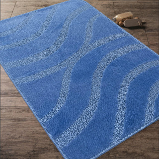 Modrá kúpeľňová a WC predložka s výrezom