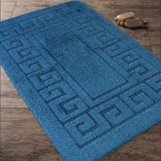 Modrá kúpeľňová a WC predložka s výrezom