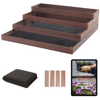 Impregnovaný 4-poschodový drevený záhon - 120x120x36cm